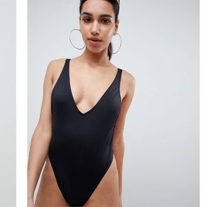 NWOT ASOS V Front High Leg Thong Swimsuit